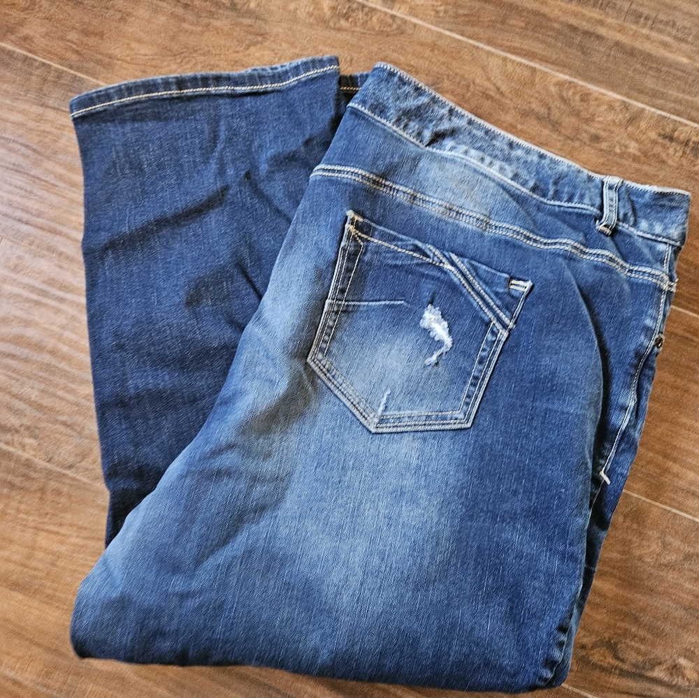 Maurices Plus Cropped Jeans Sz 24 3x 4x Distressed Stretch  007